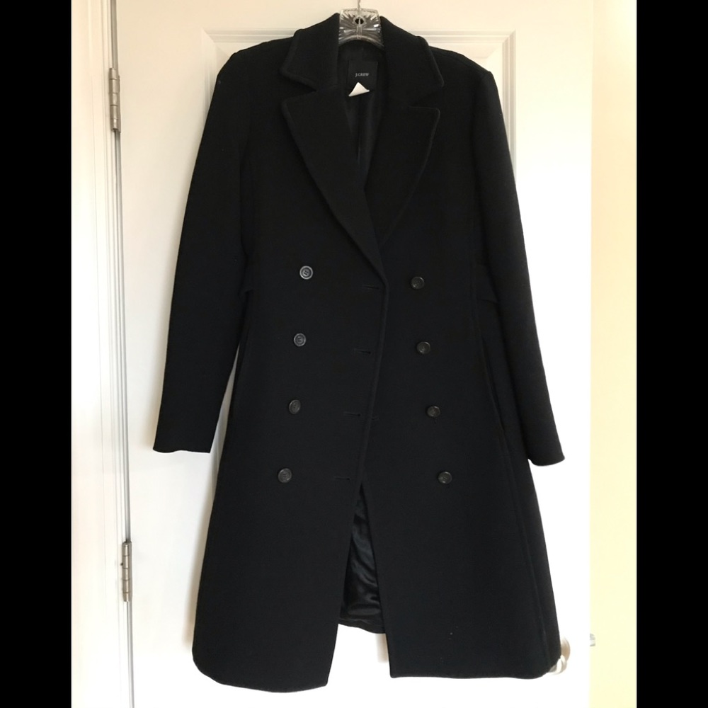 JCrew women’s black wool trench coat